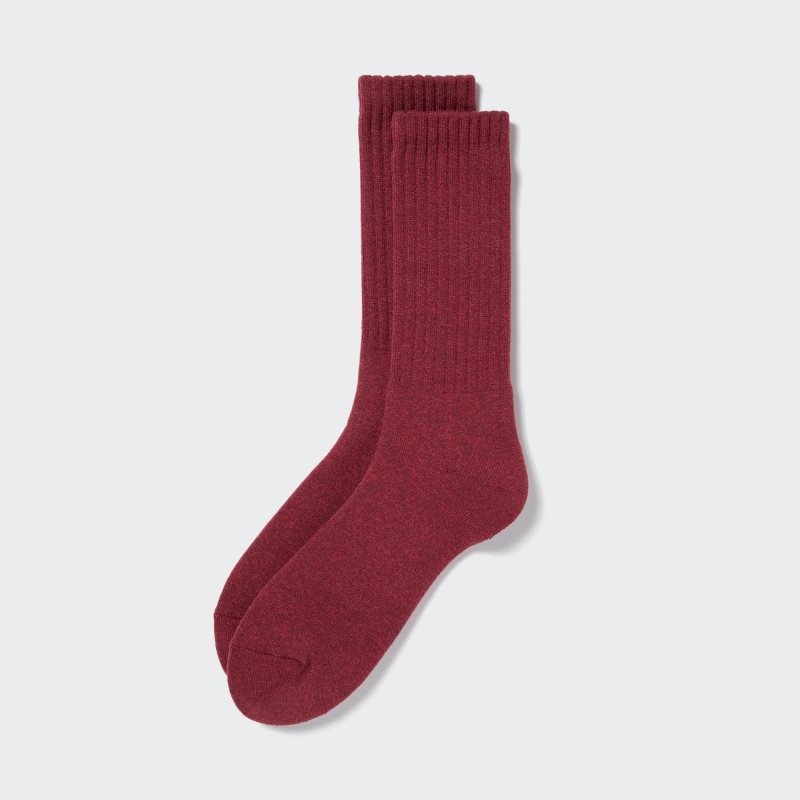 Men Uniqlo HEATTECH Pile Socks Burgundy | 5318679