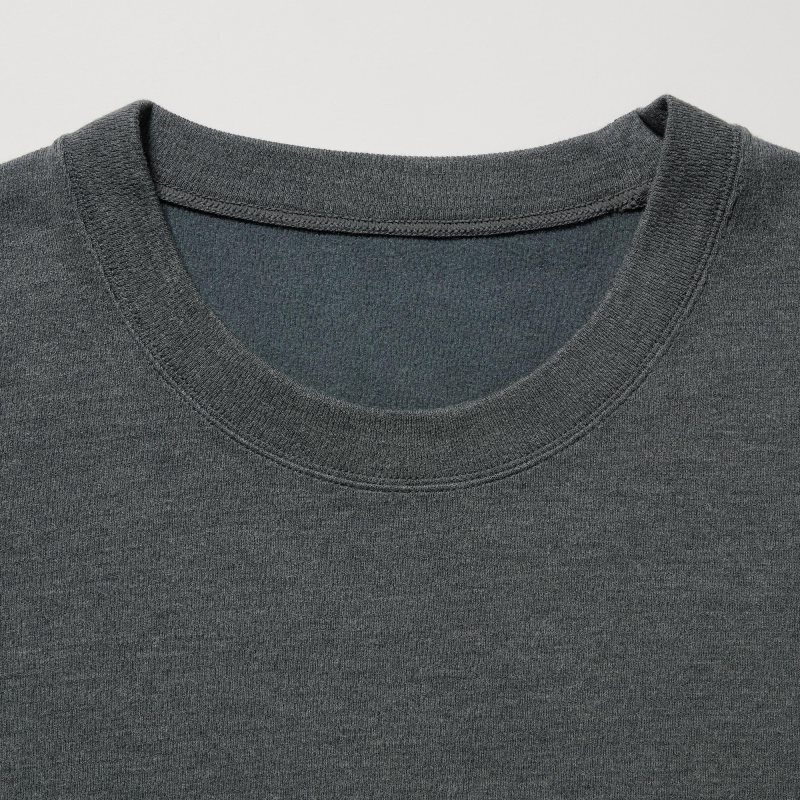 Men Uniqlo HEATTECH Ultra Warm Crew Neck Long-Sleeve T Shirts Grey | 9881483