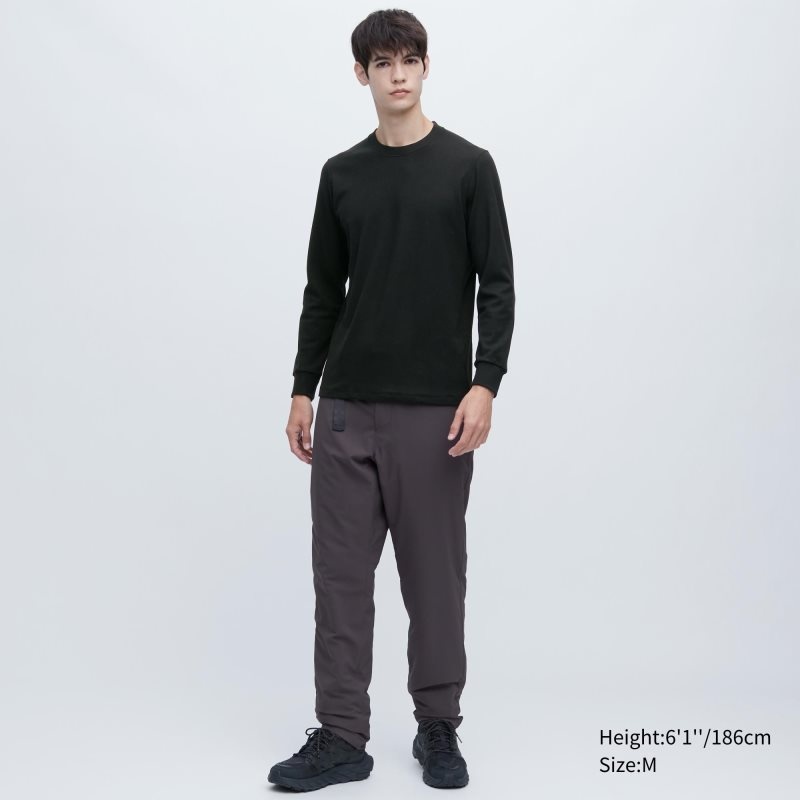 Men Uniqlo HEATTECH Ultra Warm Crew Neck Long-Sleeve T Shirts Black | 5883590