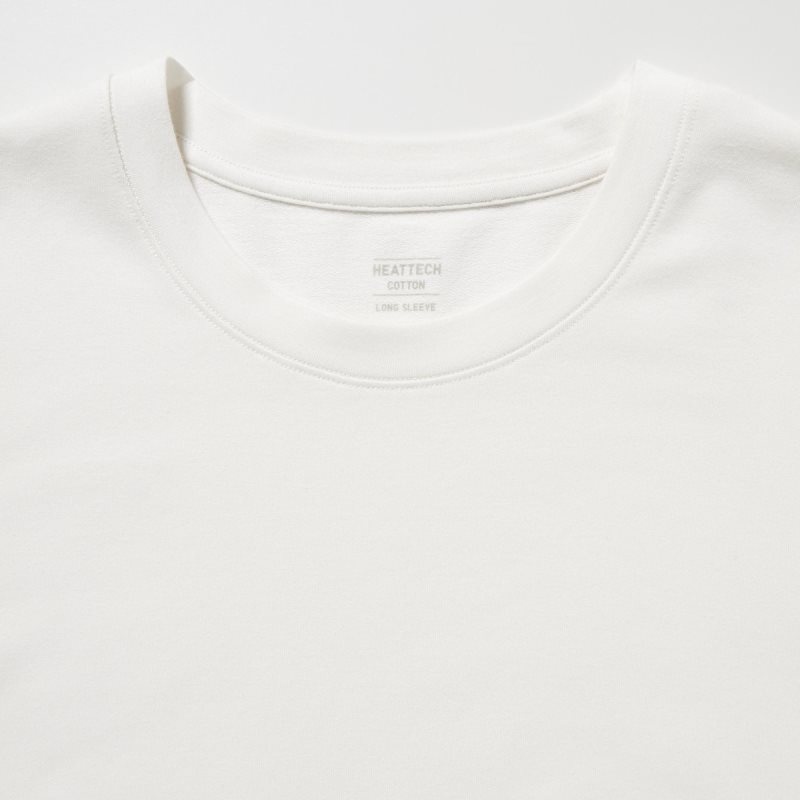 Men Uniqlo Heattech Cotton Crew Neck Extra Warm T Shirts White | 3894463