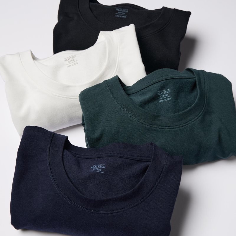 Men Uniqlo Heattech Cotton Crew Neck Extra Warm T Shirts Black | 3280298