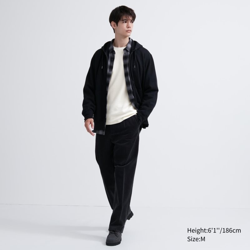 Men Uniqlo Heattech Cotton Waffle Crew Neck Extra Warm T Shirts Black | 8710819