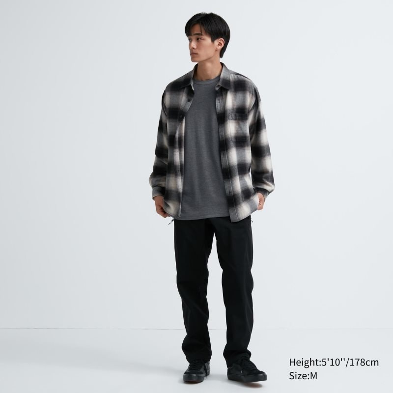 Men Uniqlo Heattech Cotton Waffle Crew Neck Long-sleeve Extra Warm T Shirts Grey | 7297973