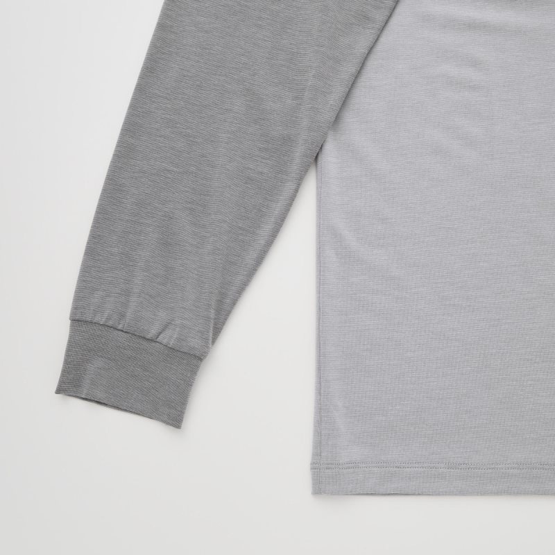 Men Uniqlo Heattech Crew Neck Long Sleeve T Shirts Grey | 8283739