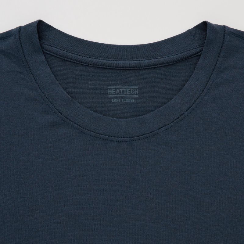 Men Uniqlo Heattech Crew Neck Long-sleeve T Shirts Navy | 4055800