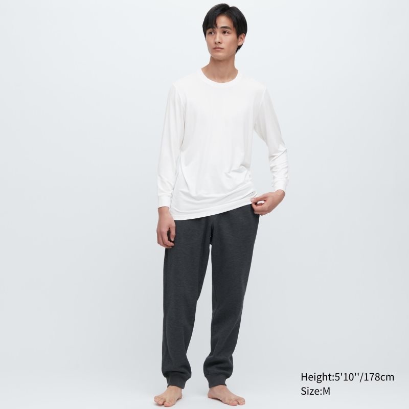 Men Uniqlo Heattech Crew Neck Long-sleeve T Shirts White | 930215