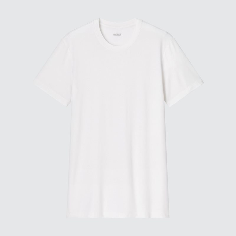 Men Uniqlo Heattech Crew Neck Short-sleeve T Shirts White | 2559114