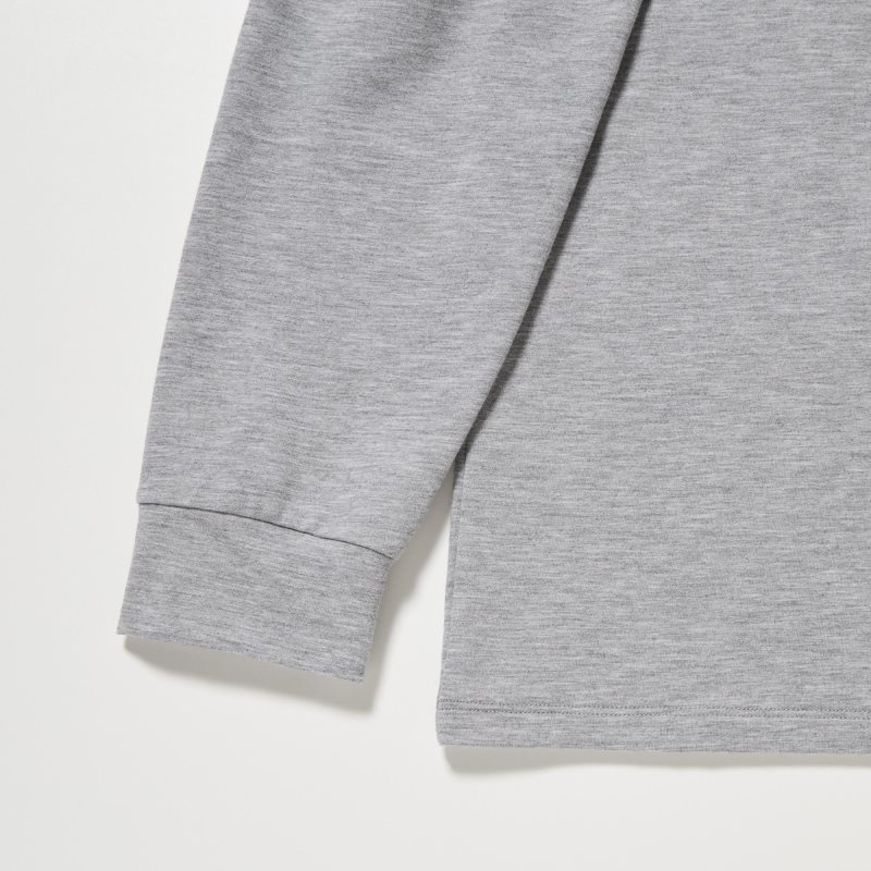 Men Uniqlo Heattech Extra Warm Cotton Crew Neck T Shirts Grey | 8162111