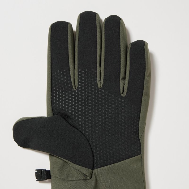 Men Uniqlo Heattech Lined Function Gloves Olive | 7377903
