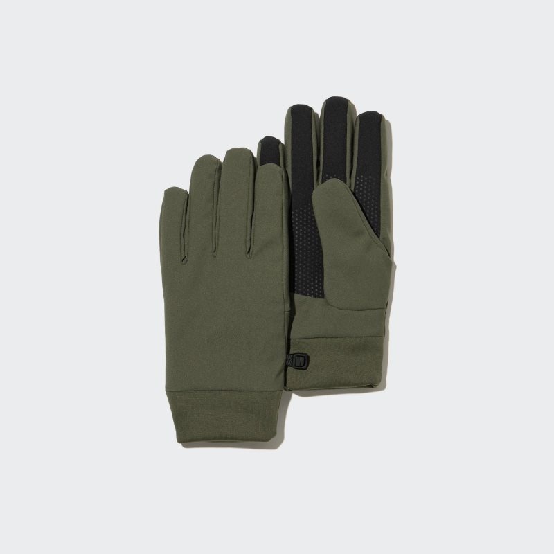 Men Uniqlo Heattech Lined Function Gloves Olive | 7377903
