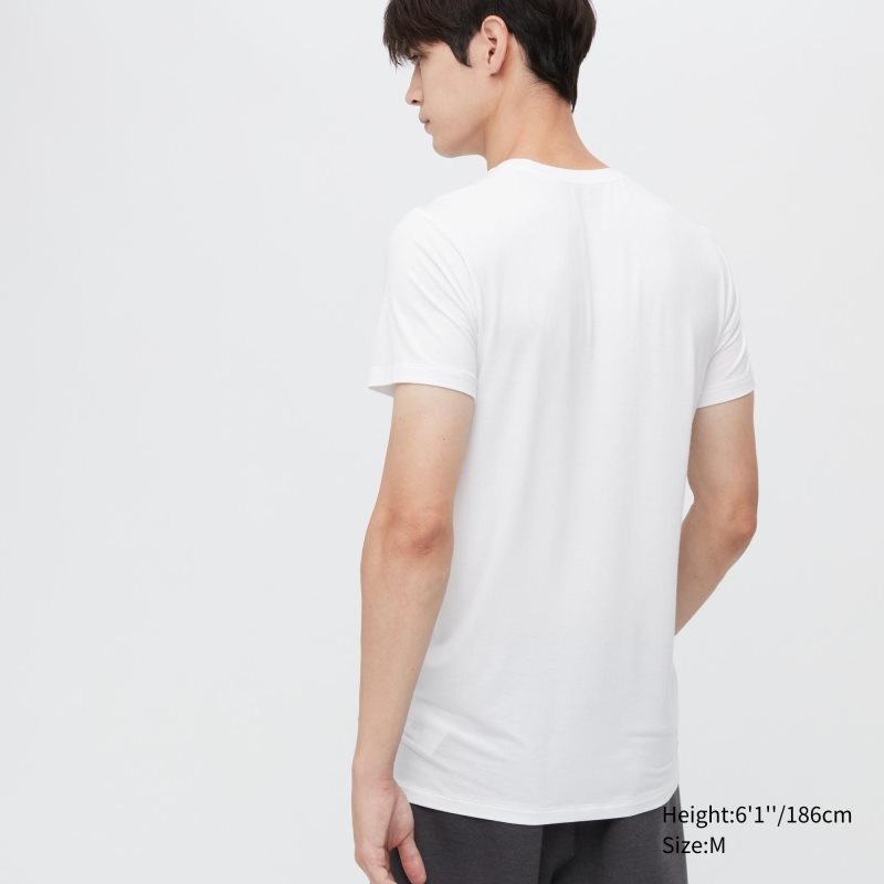 Men Uniqlo Heattech Short Sleeve T Shirts White | 1742961