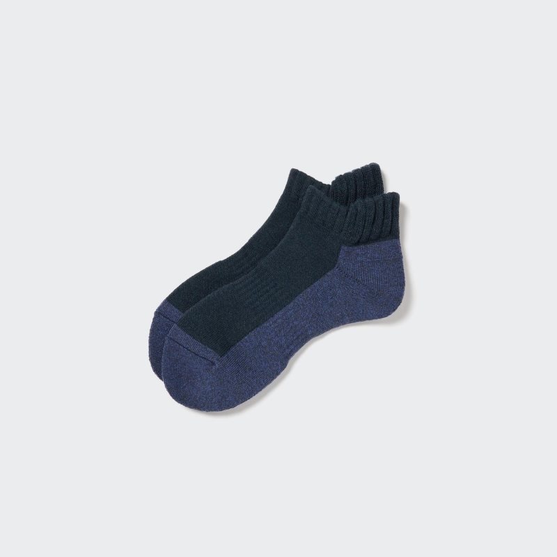 Men Uniqlo Heattech Short Socks Blue | 9841805