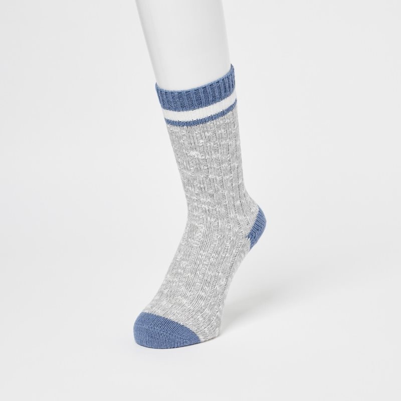 Men Uniqlo Heattech Slub Ribbed Socks Grey | 9335236