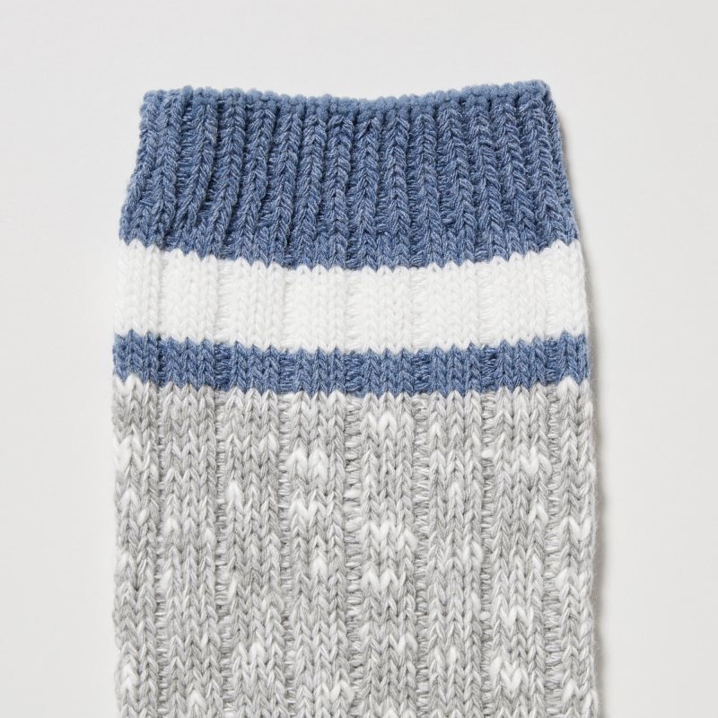 Men Uniqlo Heattech Slub Ribbed Socks Grey | 9335236