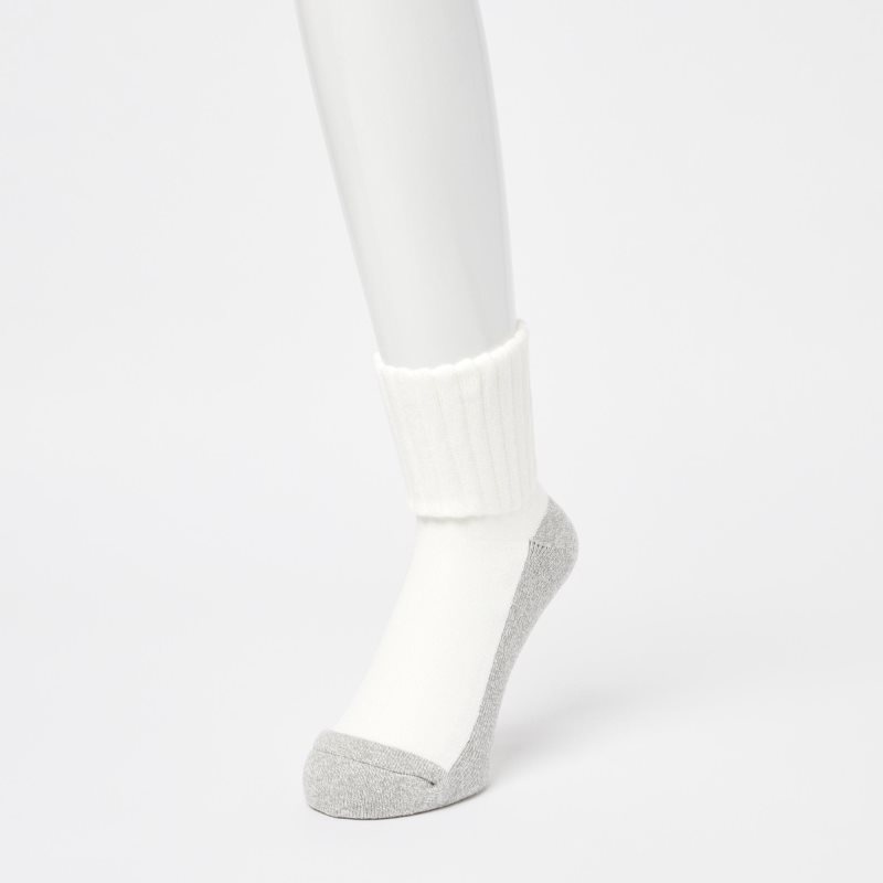 Men Uniqlo Heattech Soft Pile Half Socks White | 8582454
