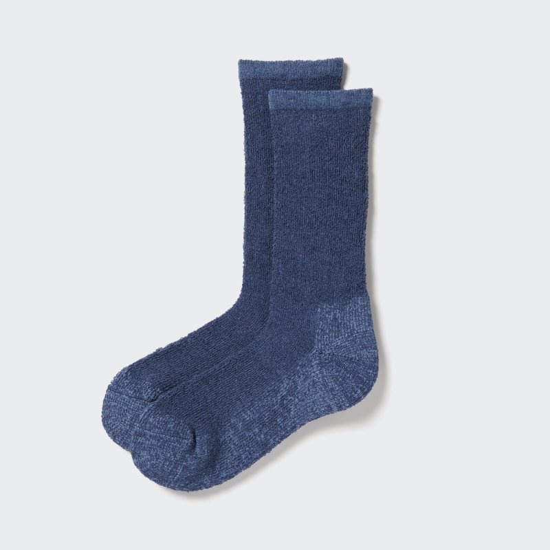 Men Uniqlo Heattech Soft Pile Heather Socks Blue | 8696855