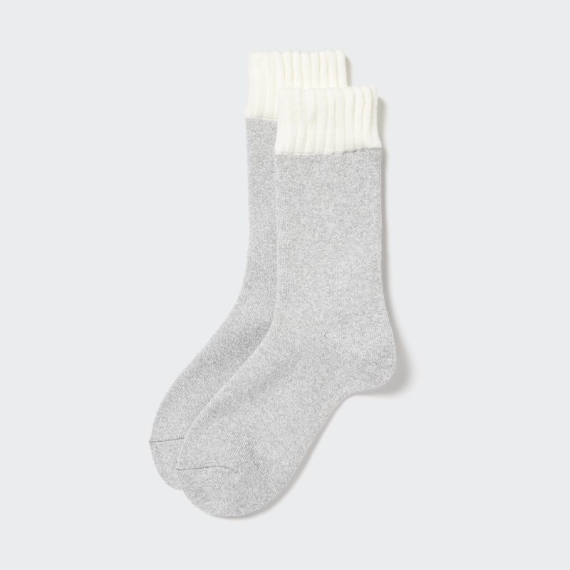 Men Uniqlo Heattech Soft Pile Socks Grey | 3121365