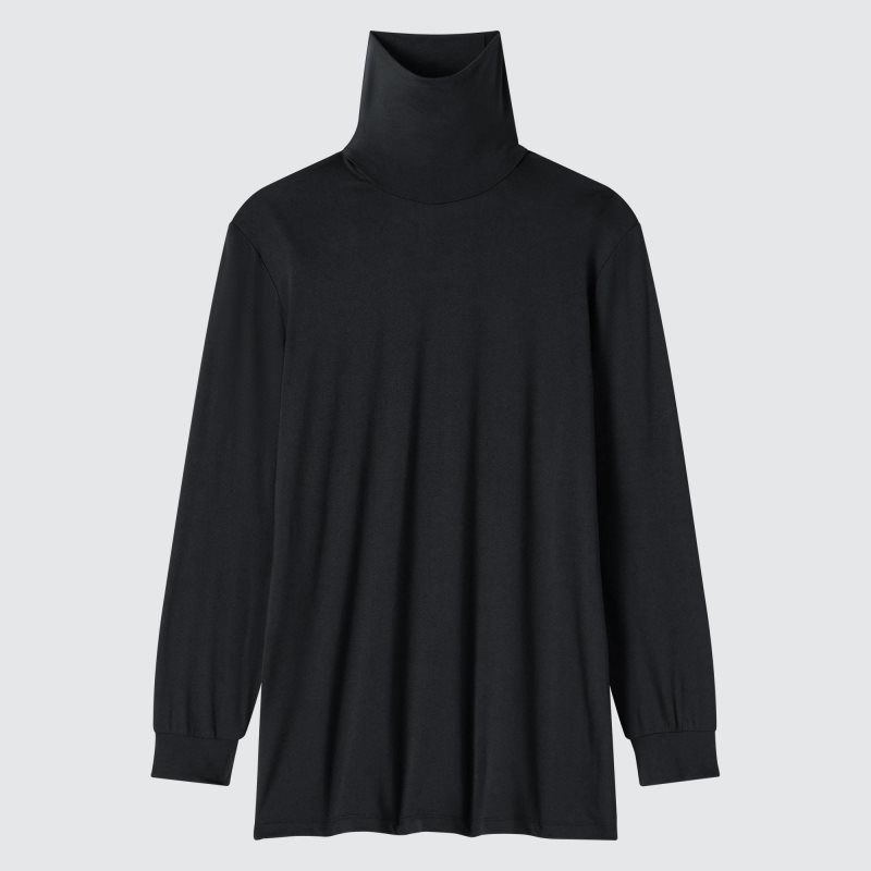 Men Uniqlo Heattech Turtleneck T Shirts Black | 6884113