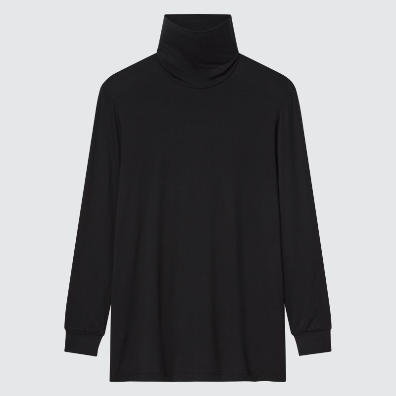 Men Uniqlo Heattech Turtleneck T Shirts Black | 2036293