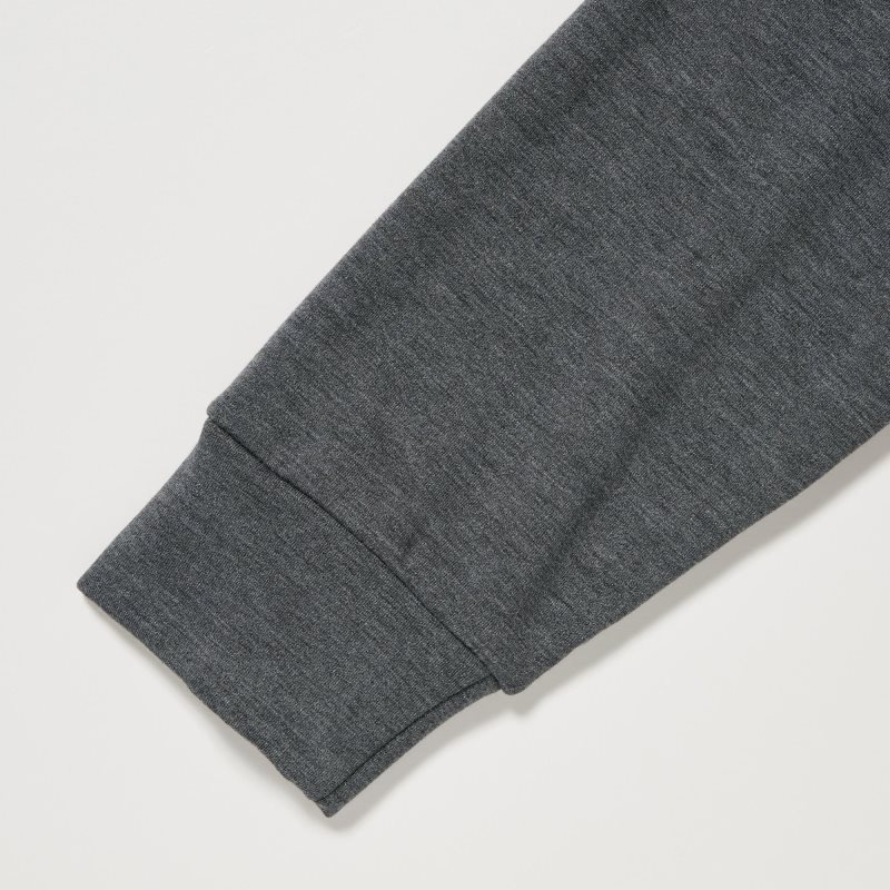 Men Uniqlo Heattech Ultra Warm Crew Neck T Shirts Grey | 9613969
