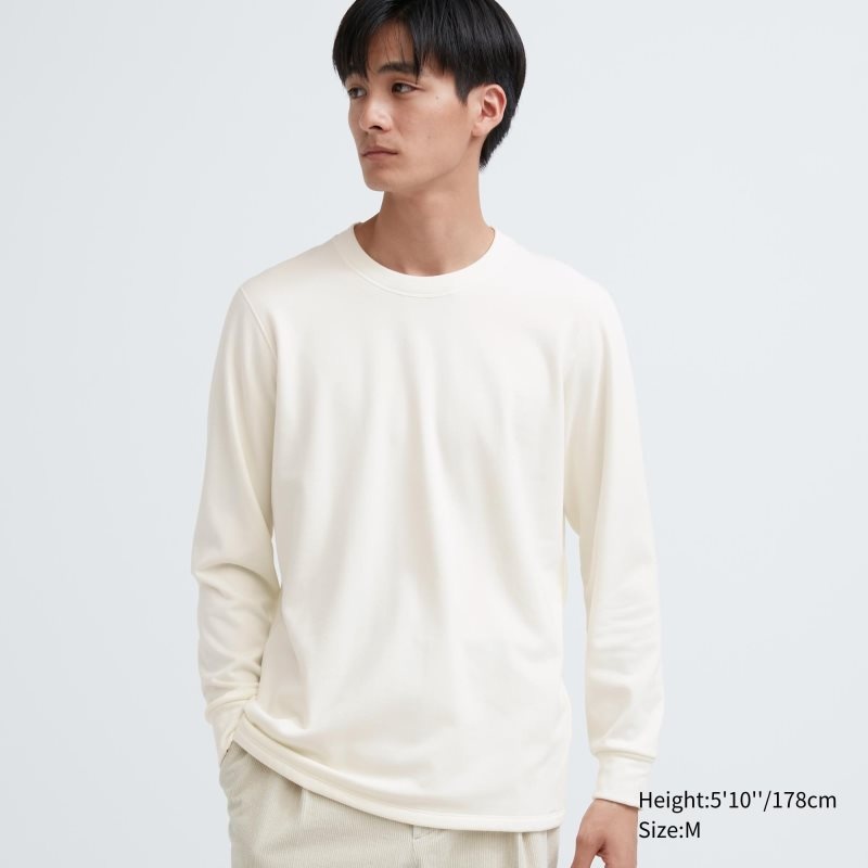 Men Uniqlo Heattech Ultra Warm Crew Neck T Shirts White | 3422993