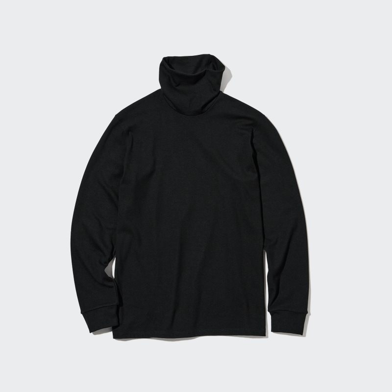 Men Uniqlo Heattech Ultra Warm Turtleneck Long-sleeve T Shirts Black | 1720091