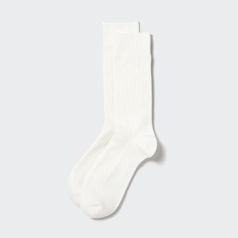 Men Uniqlo Heattech Wide Ribbed Socks White | 6333198