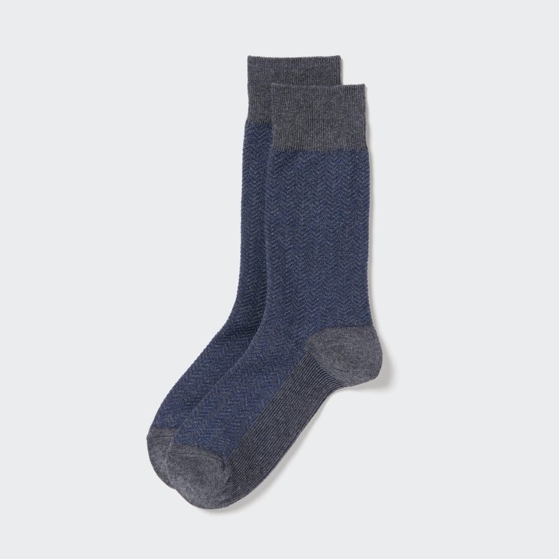Men Uniqlo Herringbone Socks Grey | 6872617