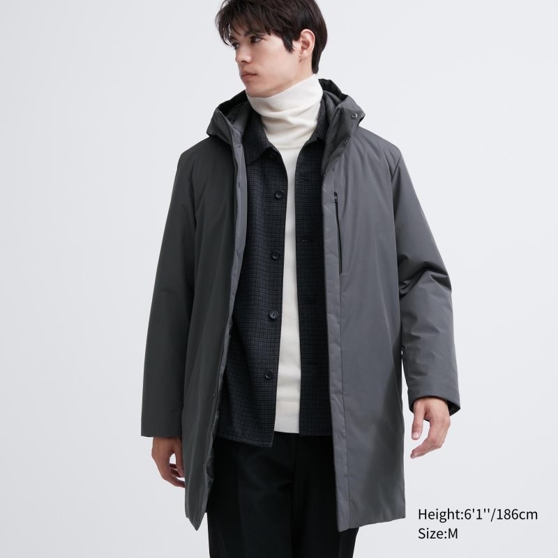 Men Uniqlo Hybrid Down Coats Grey | 6509060