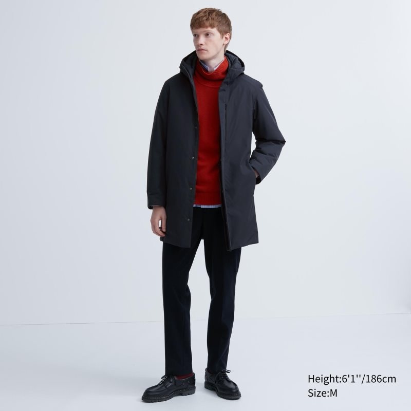 Men Uniqlo Hybrid Down Coats Navy | 9145948