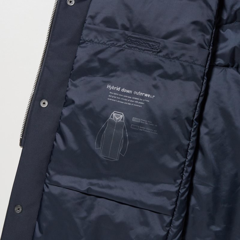 Men Uniqlo Hybrid Down Coats Navy | 9145948