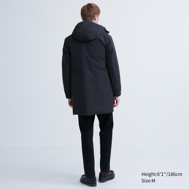 Men Uniqlo Hybrid Down Coats Navy | 9145948