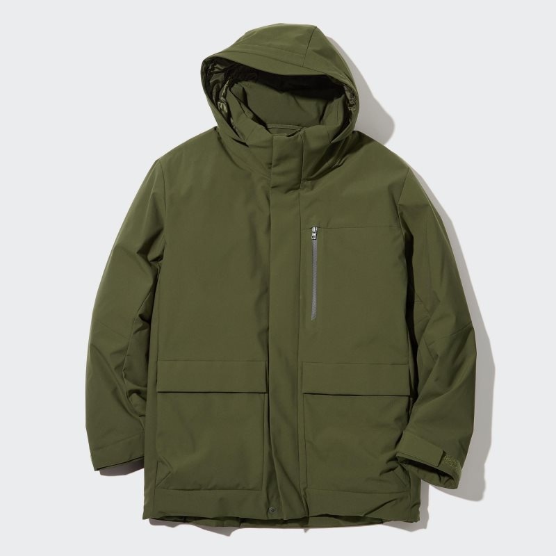 Men Uniqlo Hybrid Down Parka Olive | 7825137