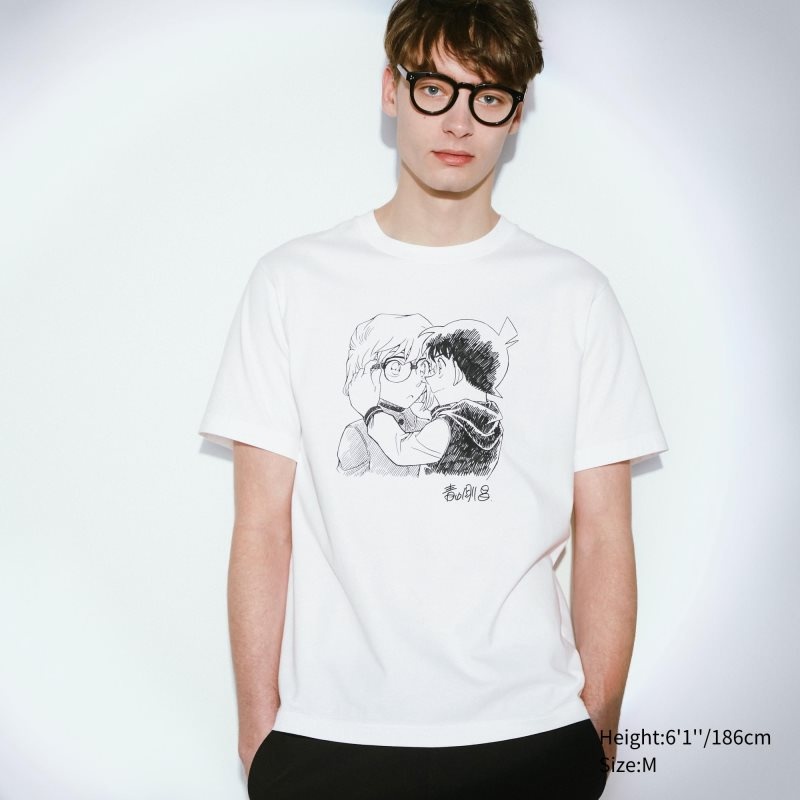 Men Uniqlo Introduction Of Detective Conan Case Closed Ut Short-sleeve Graphic T Shirts White | 898852