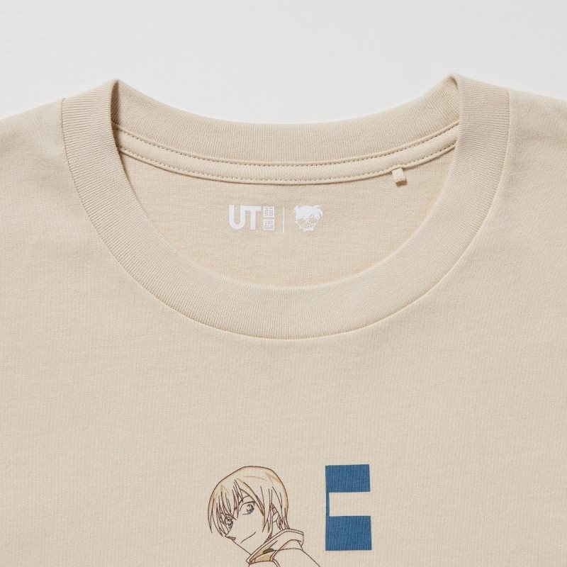 Men Uniqlo Introduction Of Detective Conan Case Closed Ut Short-sleeve Graphic T Shirts Beige | 1687556