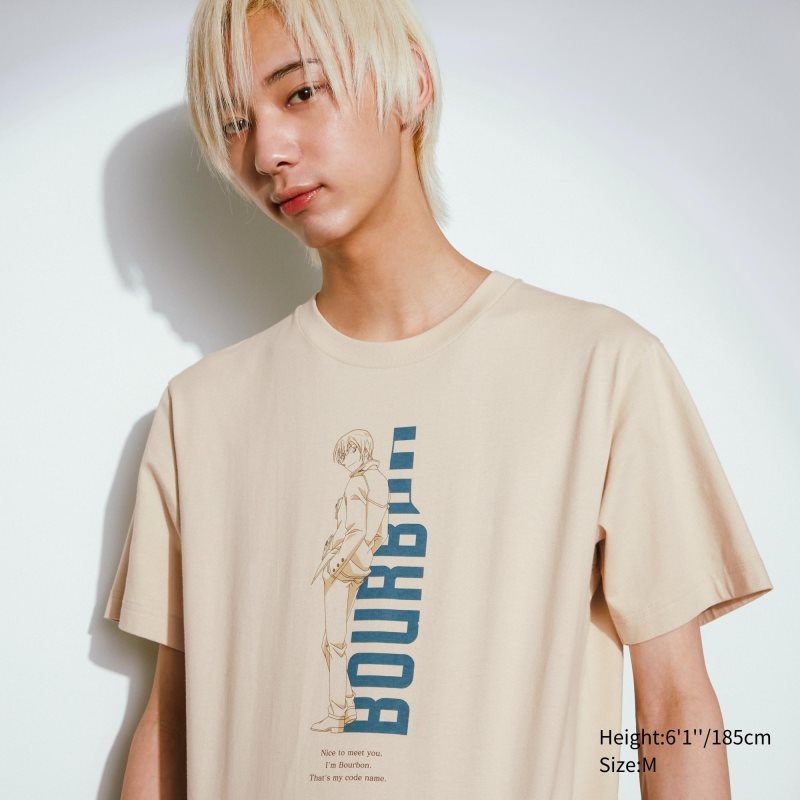 Men Uniqlo Introduction Of Detective Conan Case Closed Ut Short-sleeve Graphic T Shirts Beige | 1687556