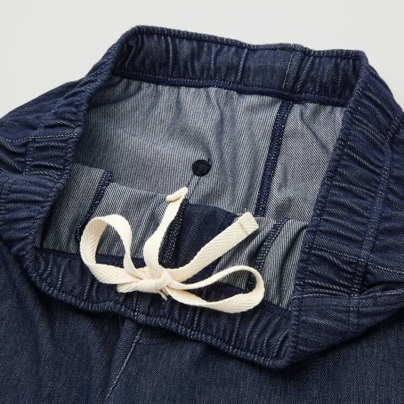 Men Uniqlo Jersey Relaxed Fit Ankle Length Pants Navy | 9173782