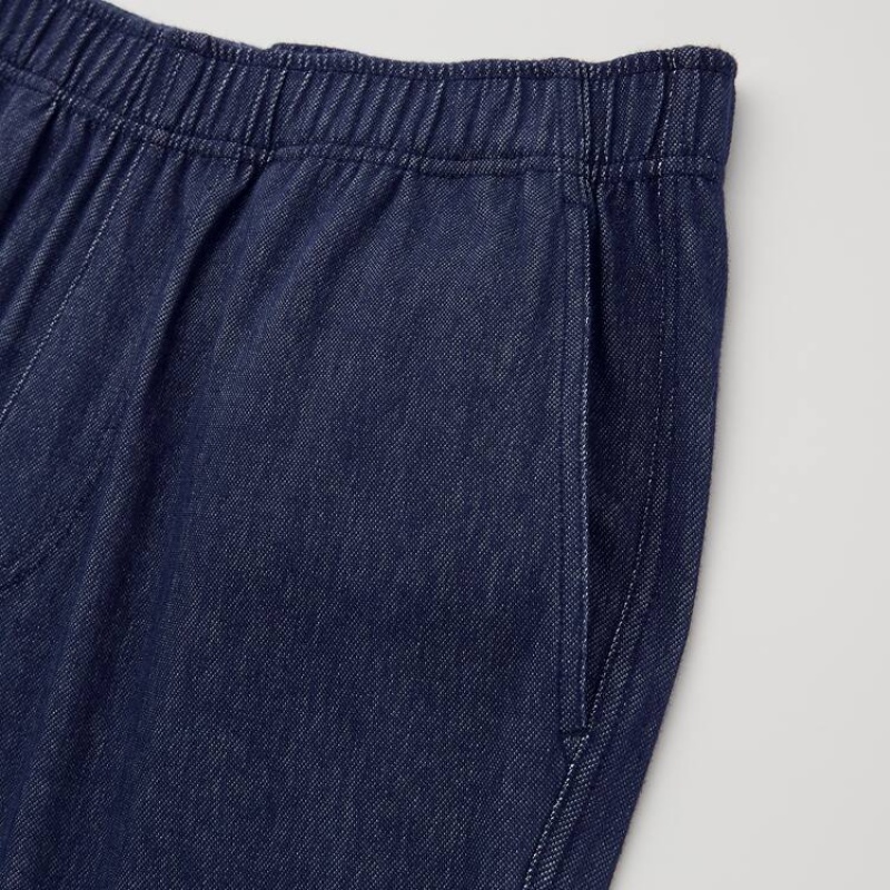Men Uniqlo Jersey Relaxed Fit Ankle Length Pants Navy | 9173782