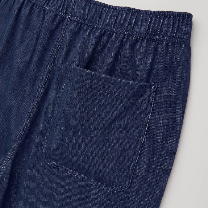 Men Uniqlo Jersey Relaxed Fit Ankle Length Pants Navy | 9173782