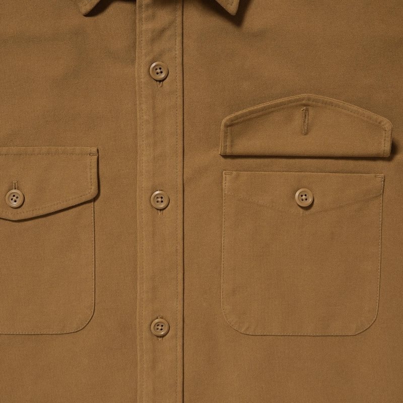 Men Uniqlo Jersey Utility Long-sleeve Overshirt Shirts Brown | 158235