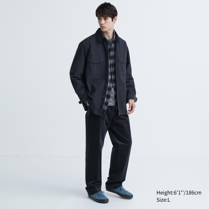 Men Uniqlo Jersey Utility Long-sleeve Overshirt Shirts Navy | 8805486
