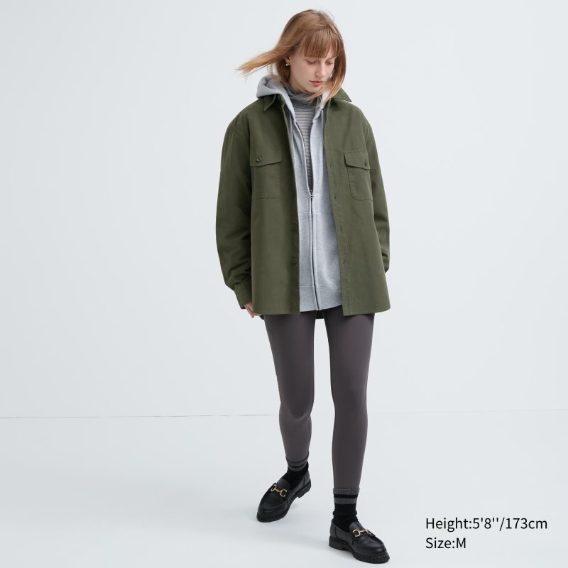 Men Uniqlo Jersey Utility Long-sleeve Overshirt Shirts Olive | 3315490