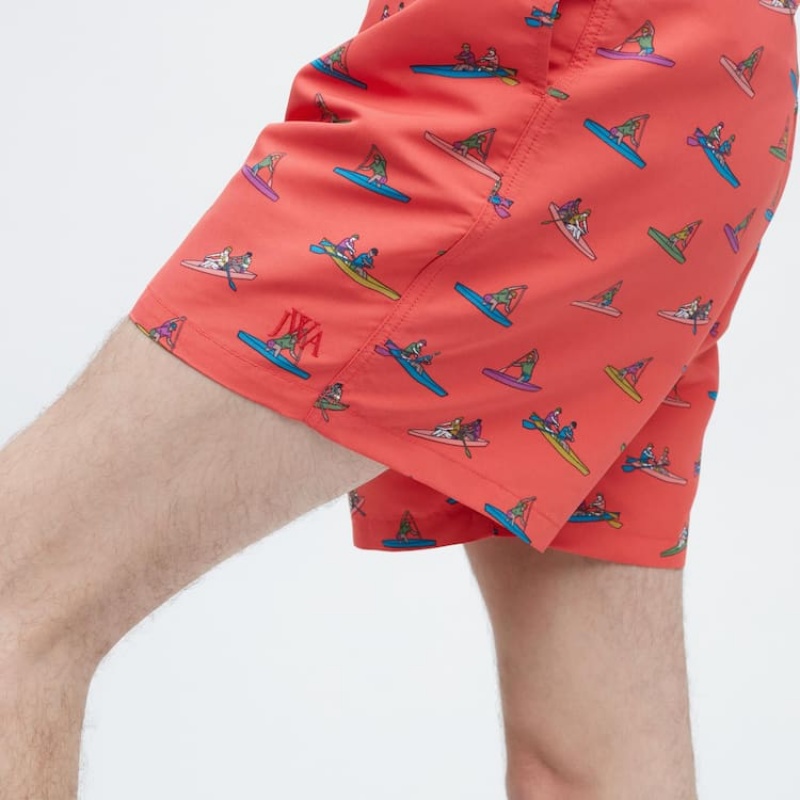 Men Uniqlo Jw Anderson Rowing Print Active Utility Shorts Red | 9632409