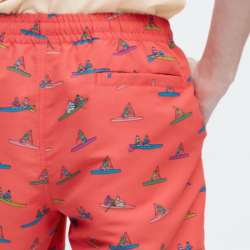 Men Uniqlo Jw Anderson Rowing Print Active Utility Shorts Red | 9632409