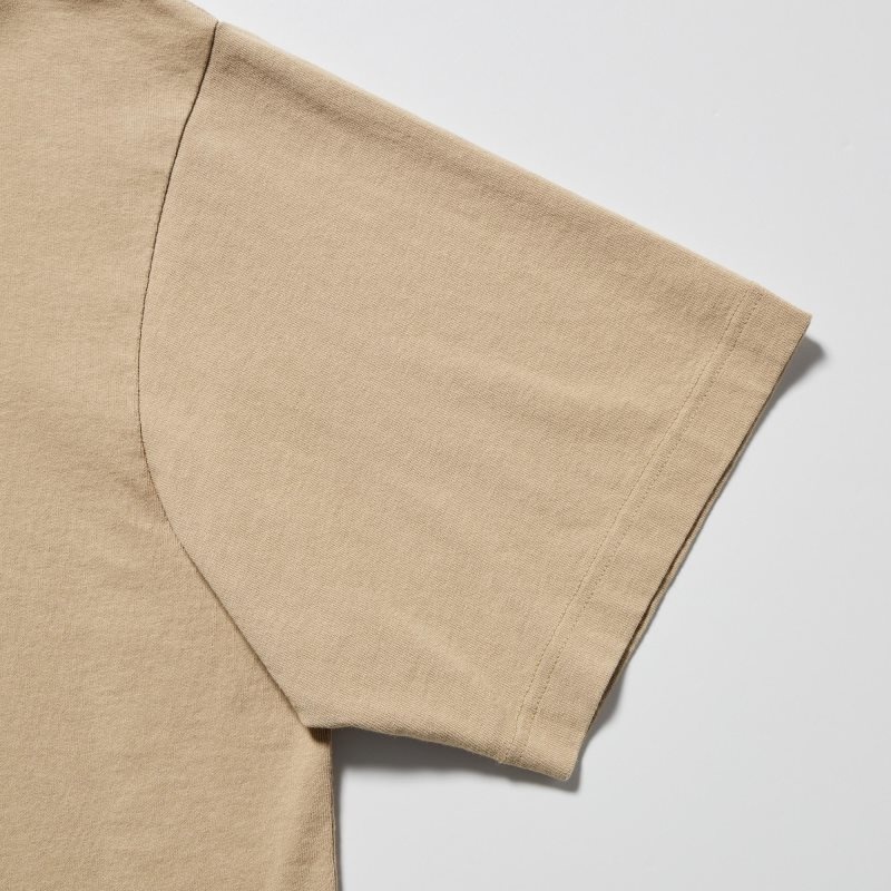 Men Uniqlo L.A. Eats Ut Oversized Short-sleeve Graphic Katsu Sando T Shirts Beige | 3567862