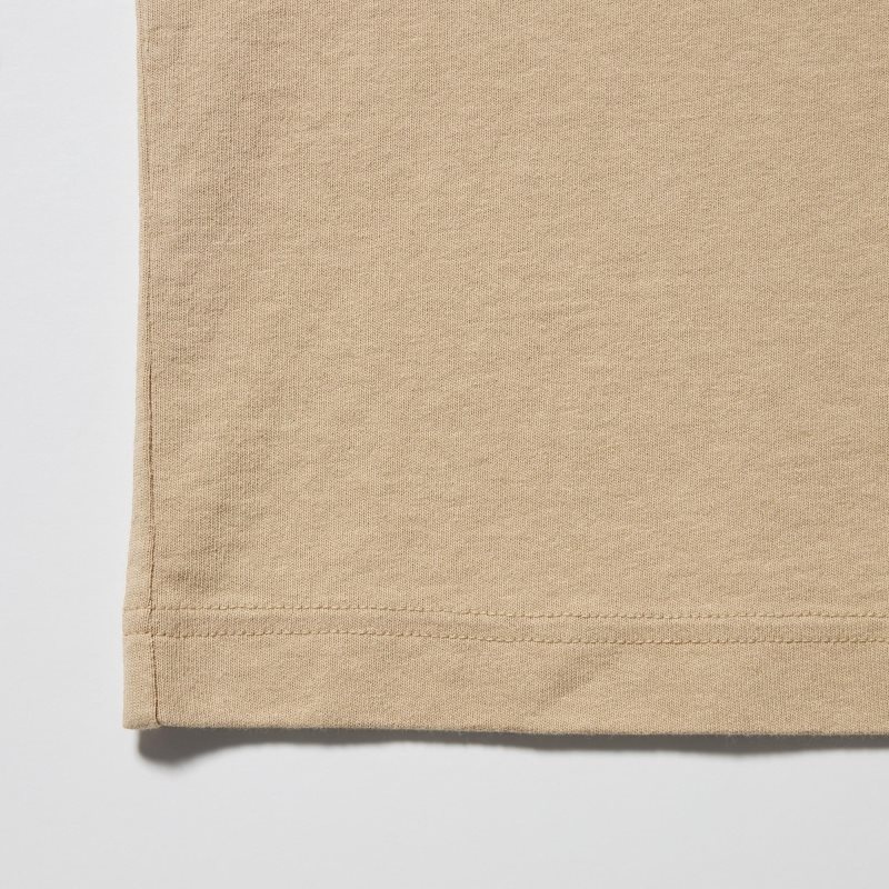 Men Uniqlo L.A. Eats Ut Oversized Short-sleeve Graphic Katsu Sando T Shirts Beige | 3567862