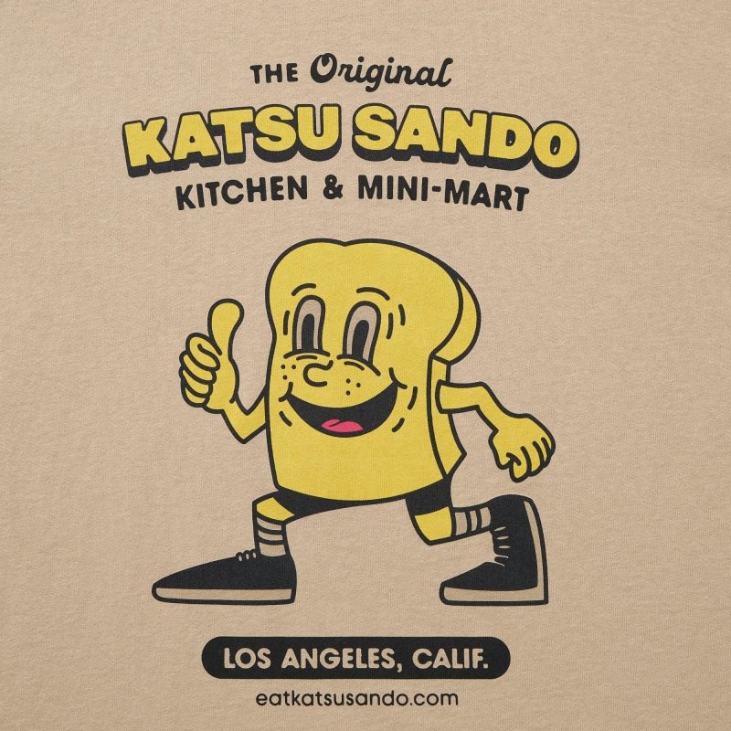 Men Uniqlo L.A. Eats Ut Oversized Short-sleeve Graphic Katsu Sando T Shirts Beige | 3567862