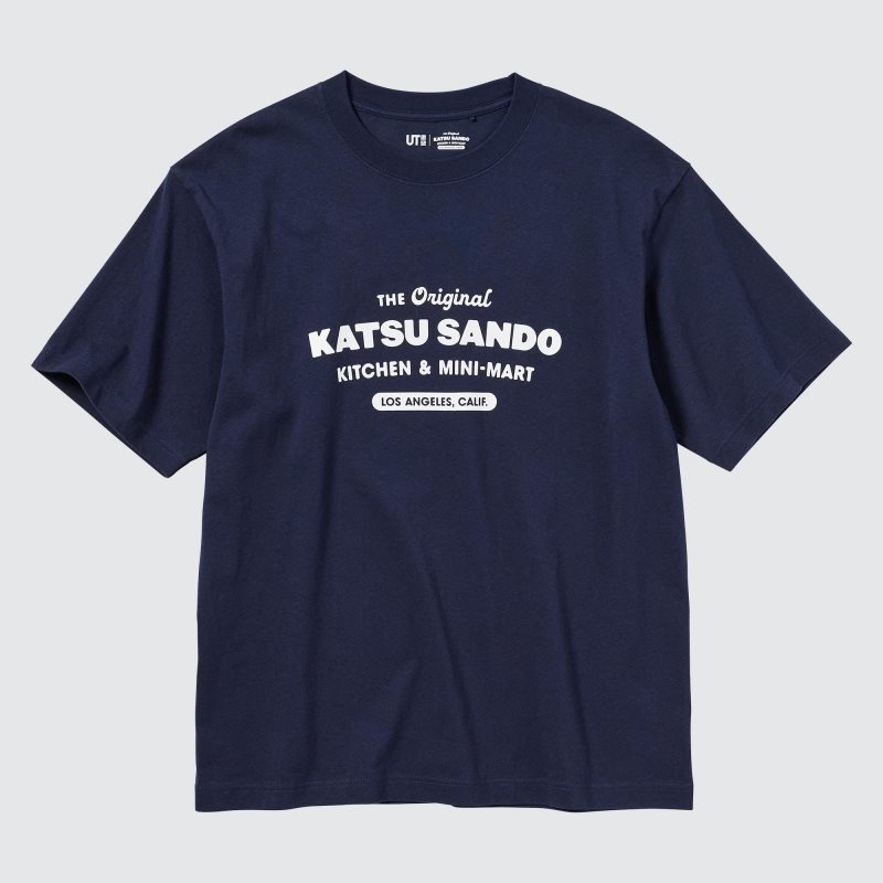 Men Uniqlo L.A. Eats Ut Oversized Short-sleeve Graphic Katsu Sando T Shirts Navy | 9424353