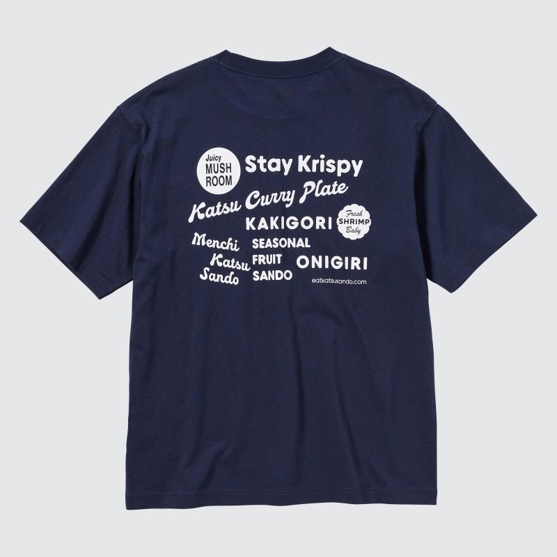 Men Uniqlo L.A. Eats Ut Oversized Short-sleeve Graphic Katsu Sando T Shirts Navy | 9424353