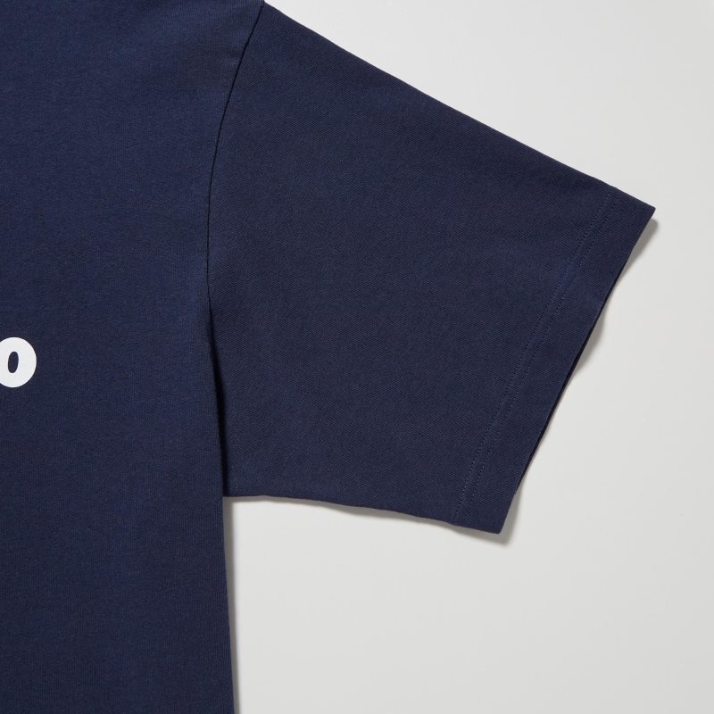 Men Uniqlo L.A. Eats Ut Oversized Short-sleeve Graphic Katsu Sando T Shirts Navy | 9424353